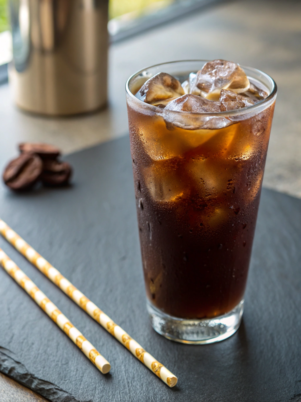 Cold brew coffee being poured over ice