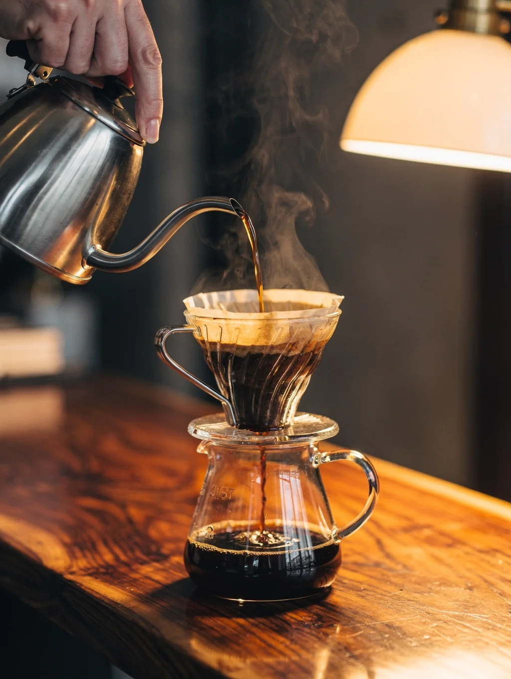 Pour over coffee brewing process